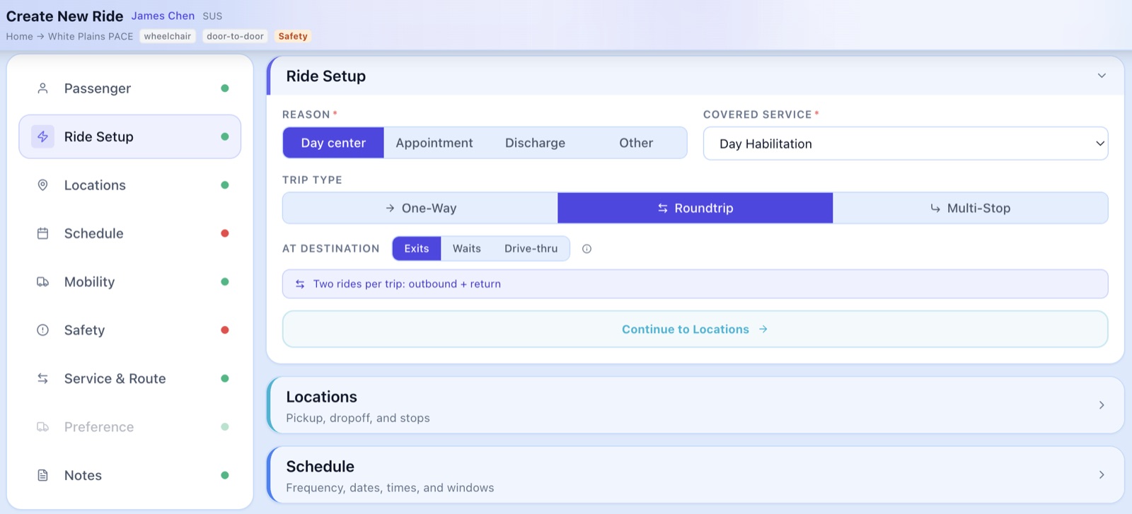 Create Ride — Setup